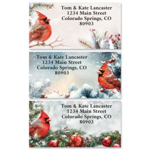 Christmas Cardinals Border Return Address Labels (3 Designs)