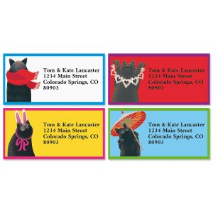 Linnea's Year-Round Cats Border Return Address Labels  (12 Designs)