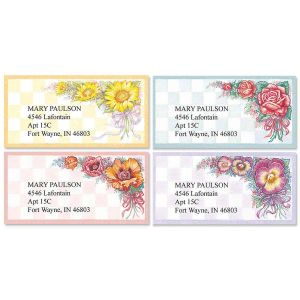 Garden Gingham  Border Return Address Labels   (4 Designs)