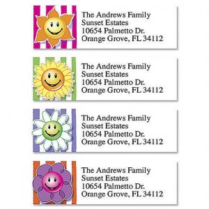 Flower Faces Classic Return Address Labels  (4 Designs)