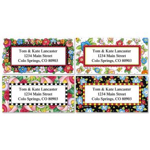 Mary's Bright Blossoms Border Address Labels  (4 Designs)