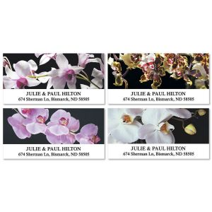 Orchids on Black Deluxe Return Address Labels  (4 Designs)