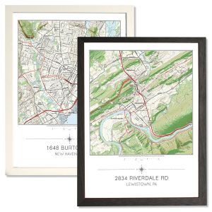 Custom My Home Matted and Framed Map Print
