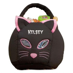 Custom Black Cat Halloween Treat Bag