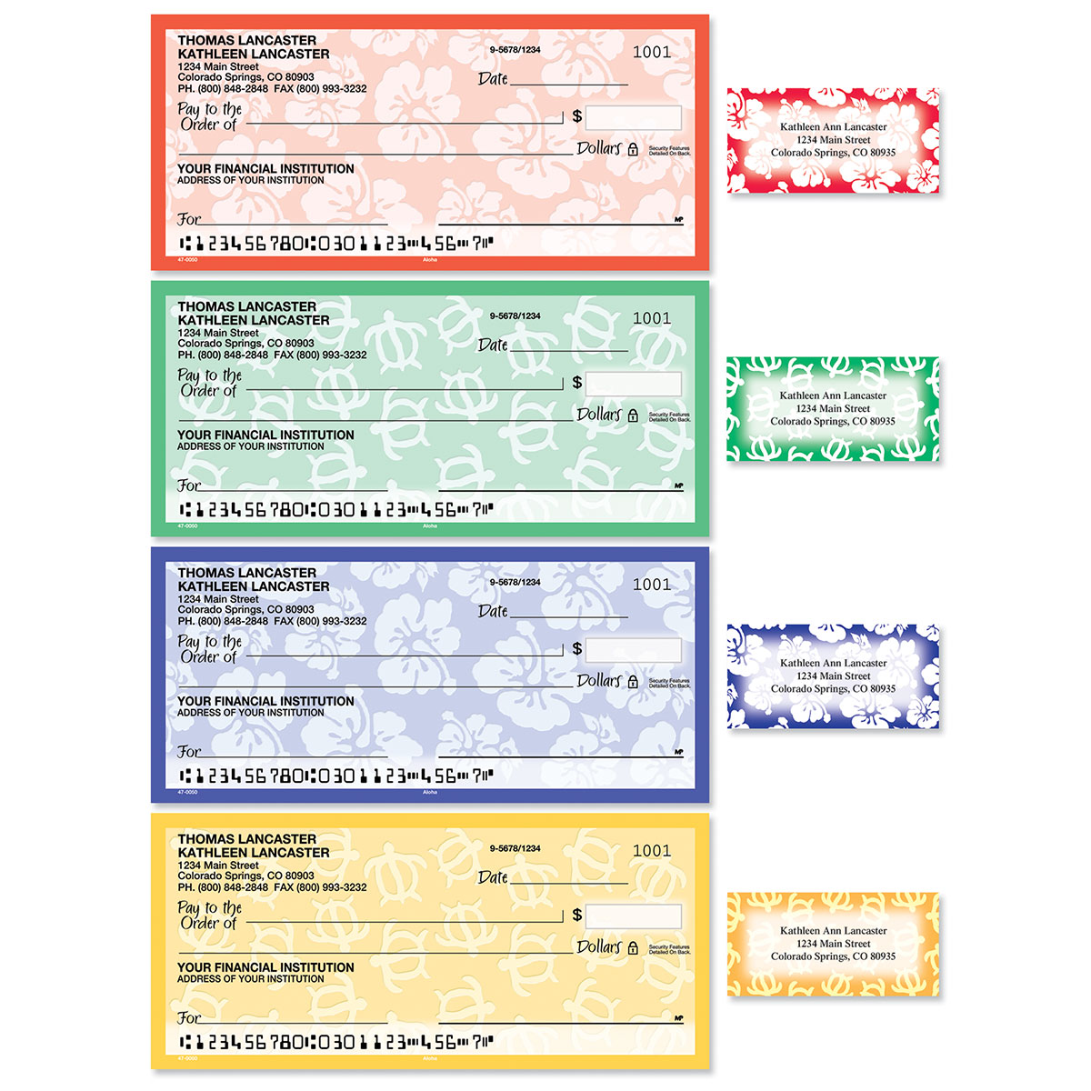 Aloha Personal Single Checks With Matching Address Labels | Colorful Images