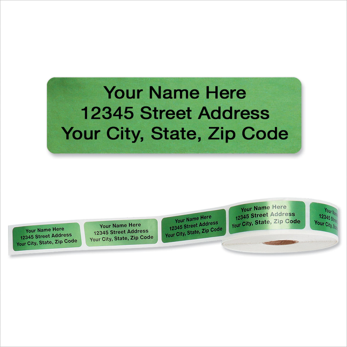 Rolled Address Labels - Green Foil - 470471N | Colorful Images