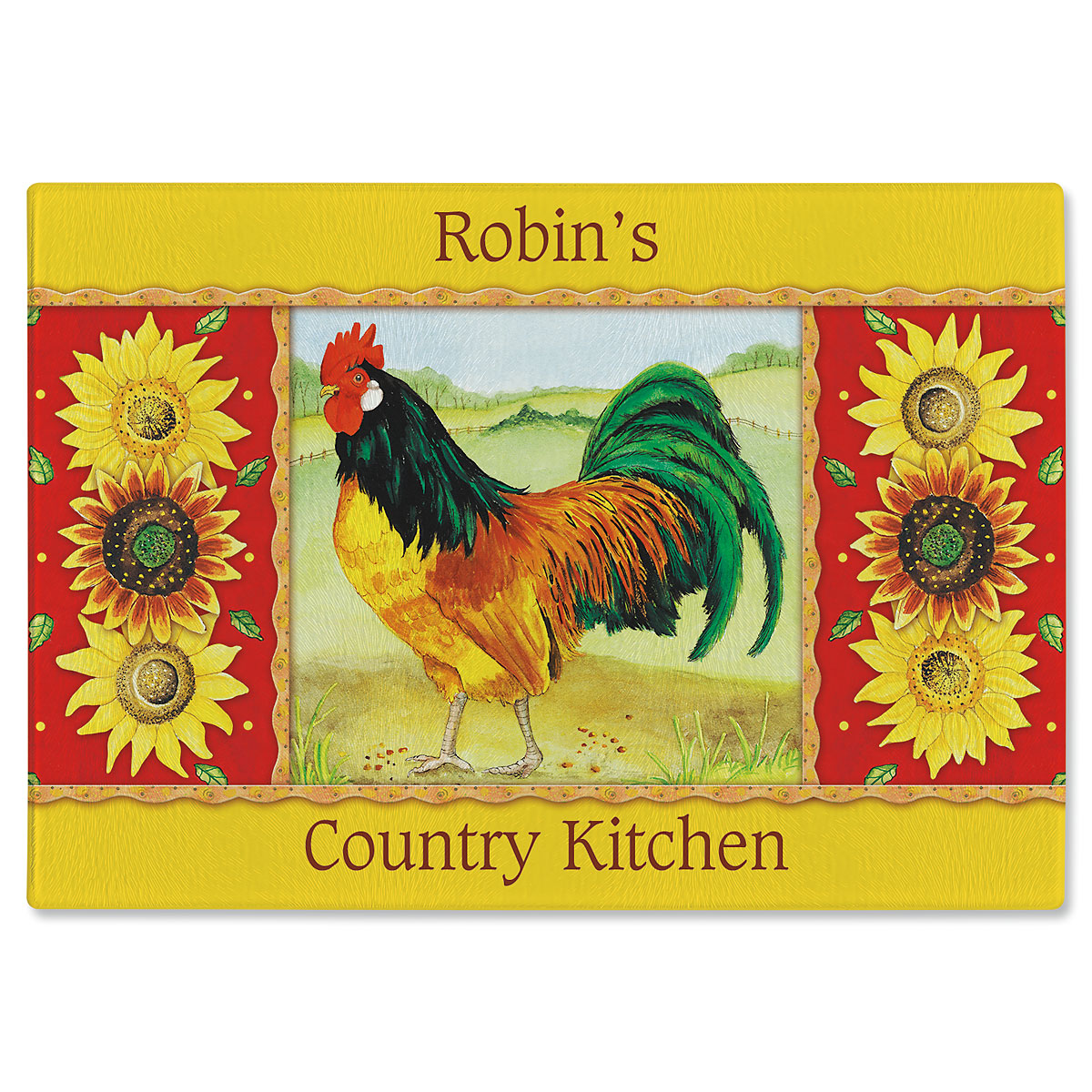 Country Kitchen Custom Glass Cutting Board