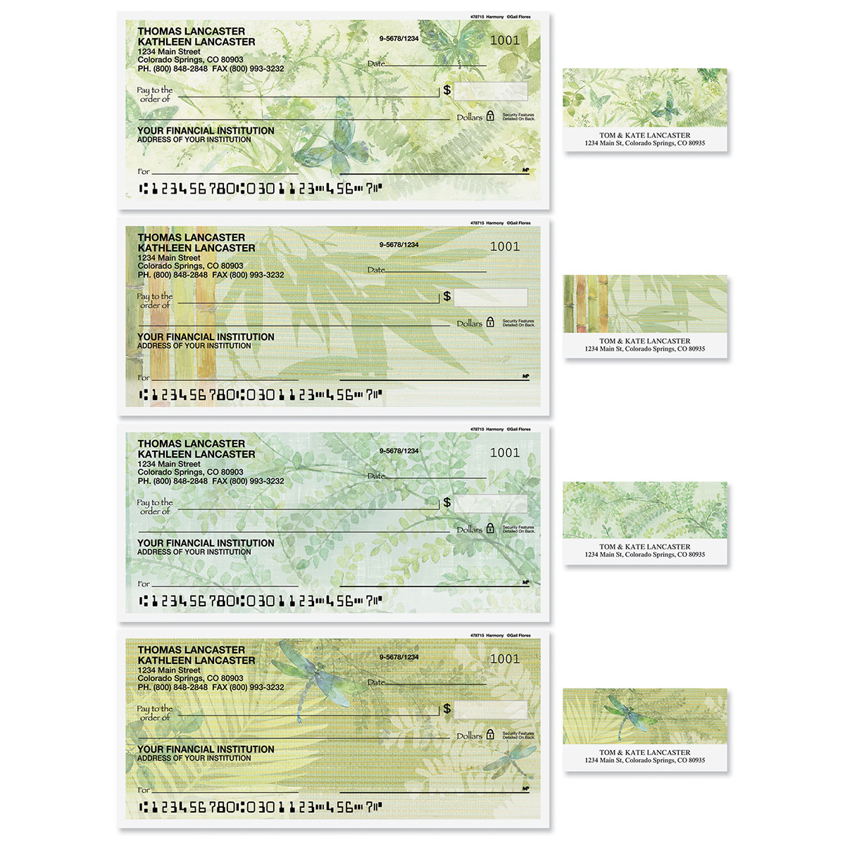 Harmony Personal Single Checks with Matching Address Labels | Colorful ...