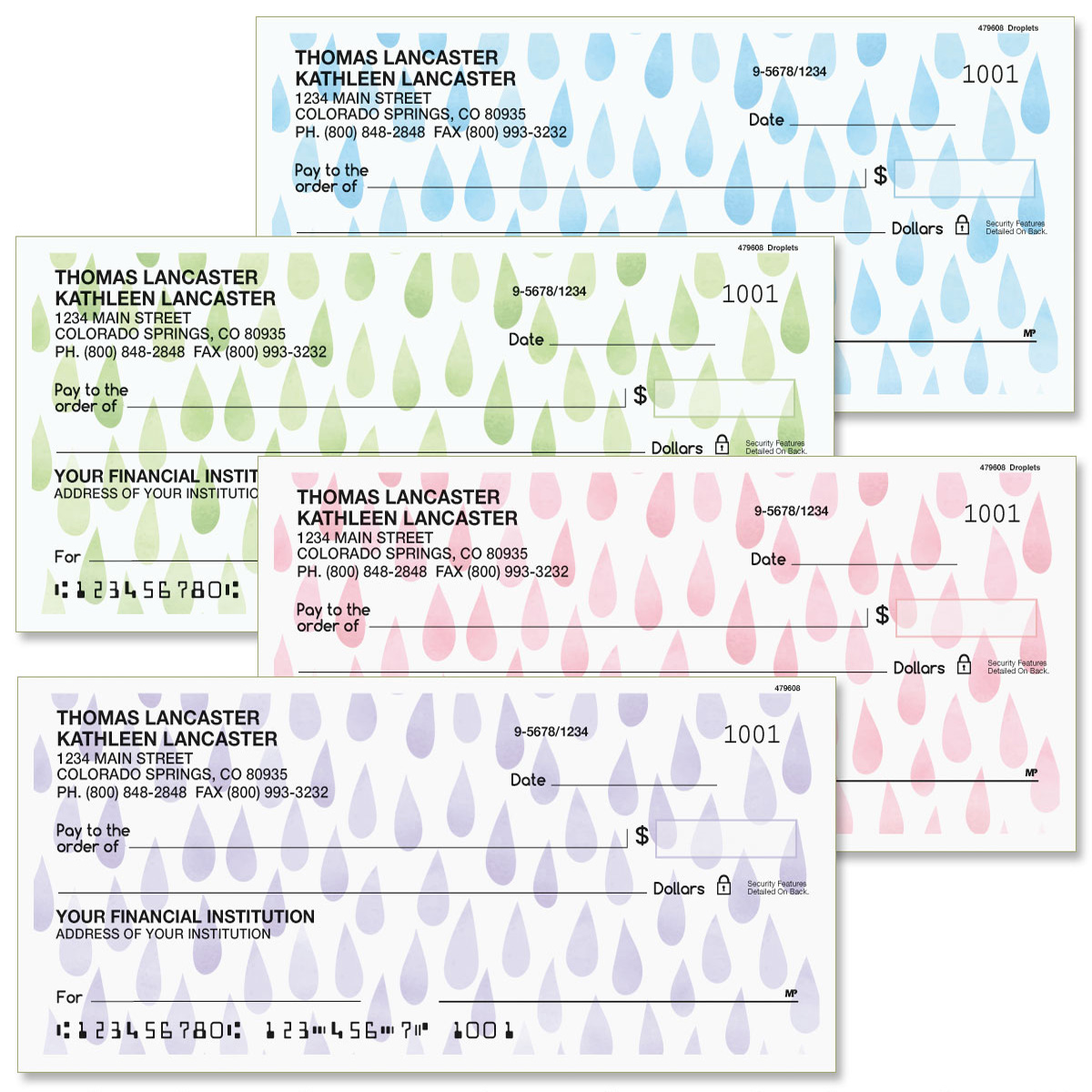 Droplets Personal Checks | Colorful Images