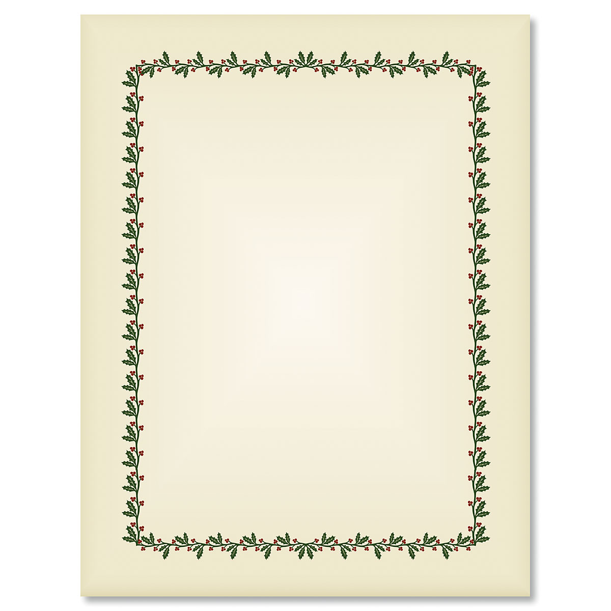 Ecru Holly & Berry Frame Christmas Letter Papers