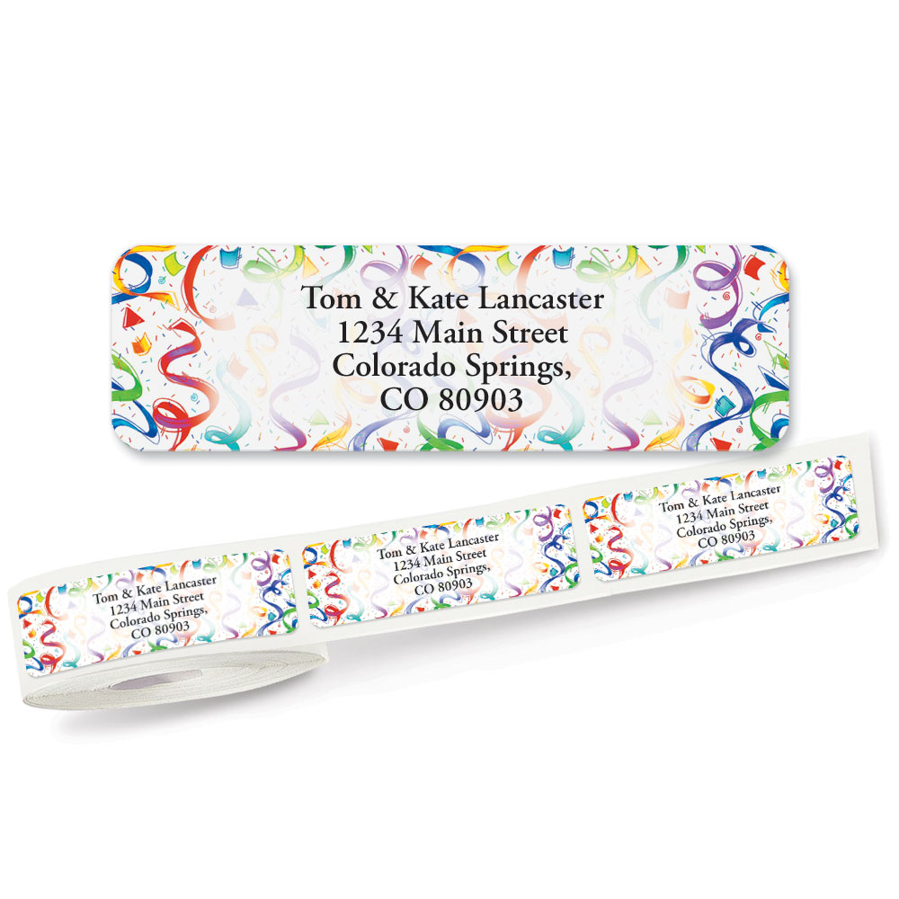 Birthday Surprise Rolled Return Address Labels | Colorful Images