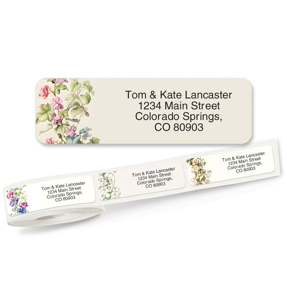 Floral Vineyard Rolled Address Labels | Colorful Images