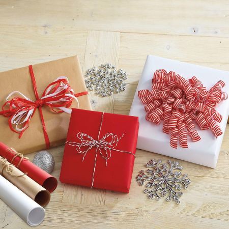 Red Kraft Ribbed Foil Bulk Ream Roll Gift Wrap 