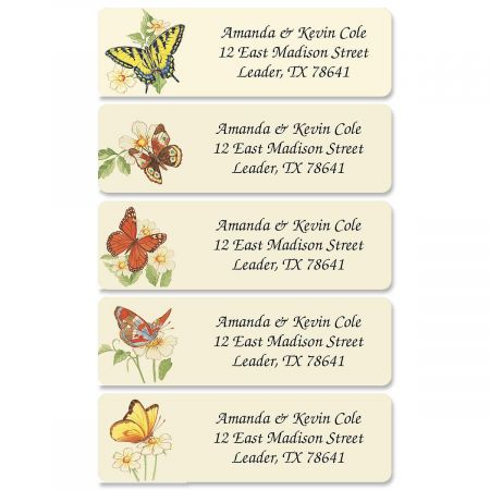 Butterflies Designer Rolled Return Address Labels (5 Designs)