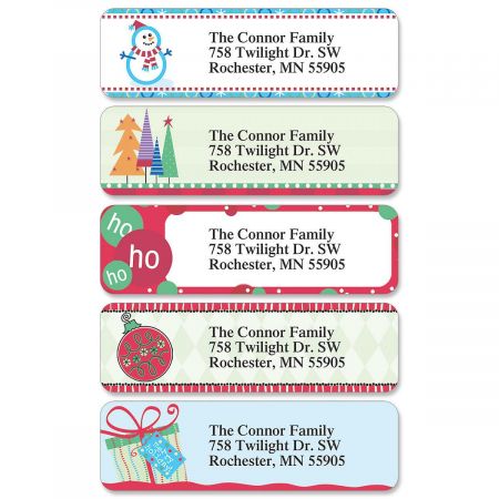 Christmas Rolled Return Address Labels (5 designs)