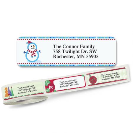 Christmas Rolled Return Address Labels (5 designs)