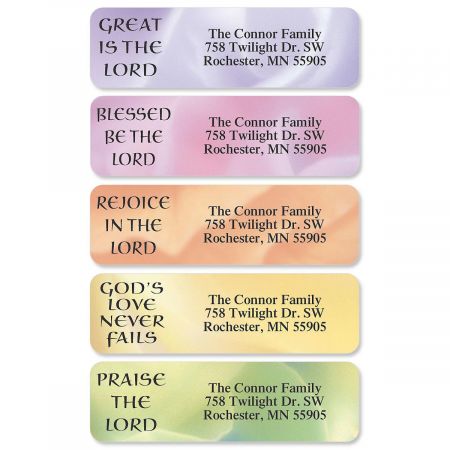 Praises Designer Rolled Return Address Labels (6 Designs)