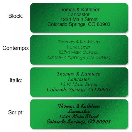 Green Foil Rolled Address Labels