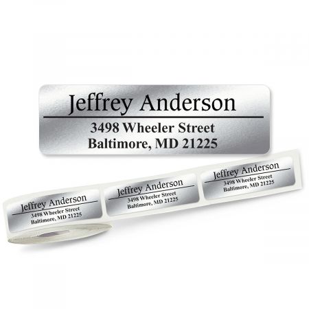 rolled address labels silver