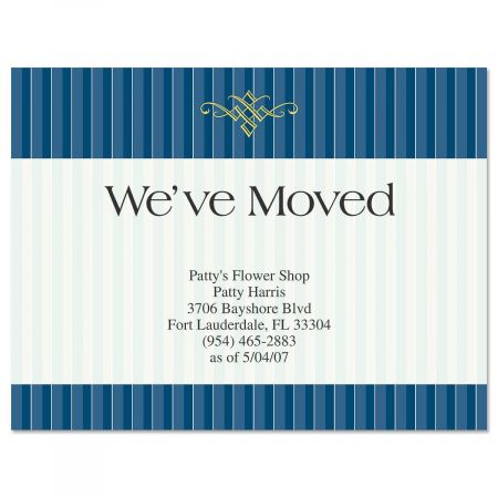 Navy Pinstripe We've Moved Postcards