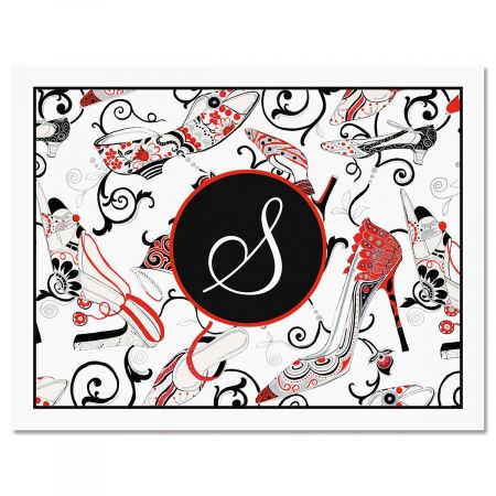 Graceful Shoes Initial Custom Note Cards