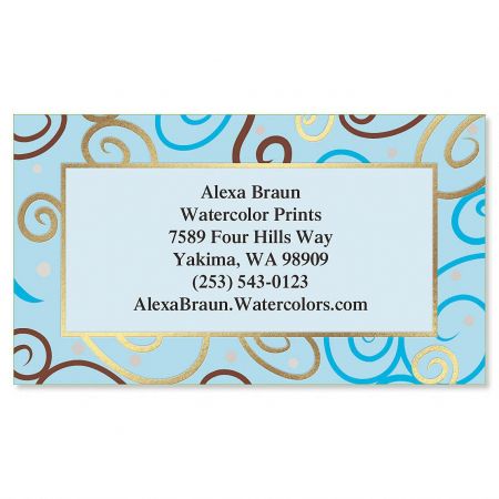 Blue Pattern Foil Business Cards