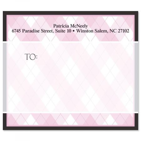Pink & Black Argyle Package Labels