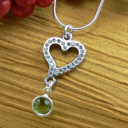 Birthstone Crystal Heart Necklace