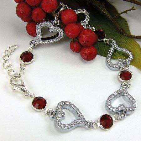 Birthstone Crystal Heart Bracelet