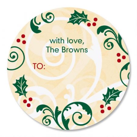 Fine Holiday Round Oversized To/From Labels