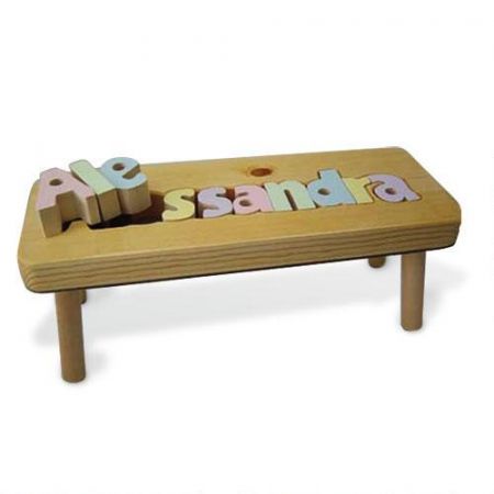 Pastel Letters Personalized Puzzle Footstool