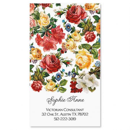 Victorian Roses Vertical Business Cards