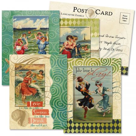 Seaside Collage Correspondence Postcards (4 Designs)