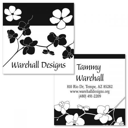 Onyx Blossom Double-Sided Square Business Cards