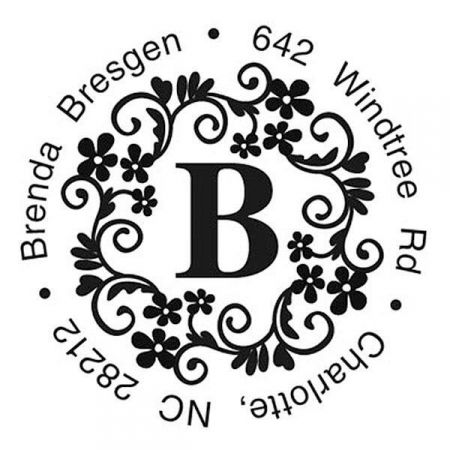 Swirl Initial Round Address Stamp
