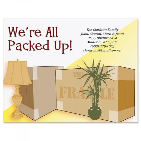 All Packed Up We've Moved Postcards