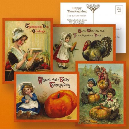 Victorian Thanksgiving Postcards (4 Designs)