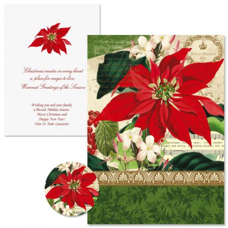 Winter Joy Poinsettia Christmas Cards - Personalized