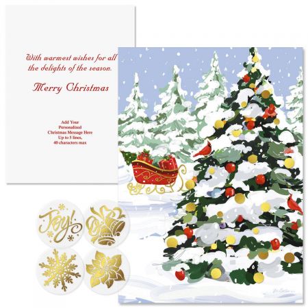 White Christmas Foil Christmas Cards