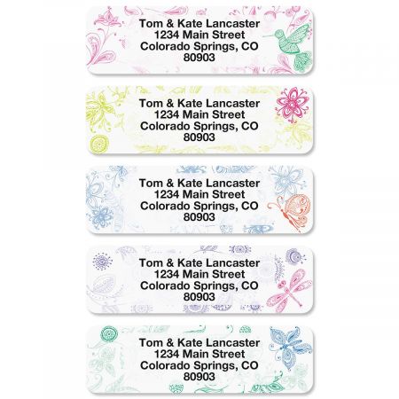 Flower Garden Rolled Return Address Labels (5 Designs)