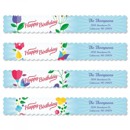 Cheerful Blooms Connect Wrap Diecut Address Labels (4 Designs)
