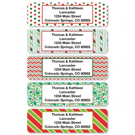 Christmas Holly Rolled Address Labels (5 Designs)