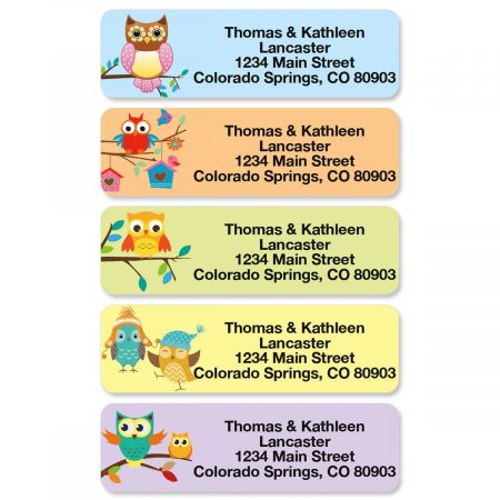 Owls Rolled Return Address Labels (5 Designs)