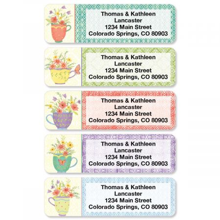 Teacups Rolled Return Address Labels
