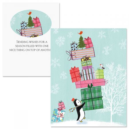 penguin presents note card size christmas cards colorful images size of notecard
