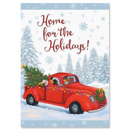Home For The Holidays Truck Christmas Cards Personalized Colorful Images