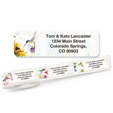 Hummingbird Address Labels - 18 Self-Adhesive Labels With 4 Rotating Scenes