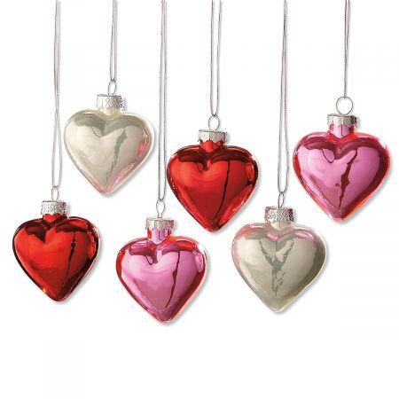 Shiny Glass Heart Ornaments