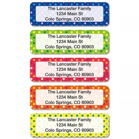 Dot Pattern Rolled Return Address Labels (5 Designs)