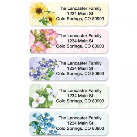 Spring Floral Rolled Return Address Labels (5 Designs)